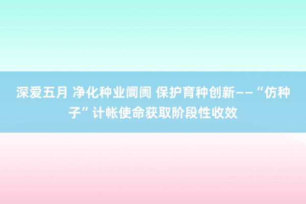 深爱五月 净化种业阛阓 保护育种创新——“仿种子”计帐使命获取阶段性收效