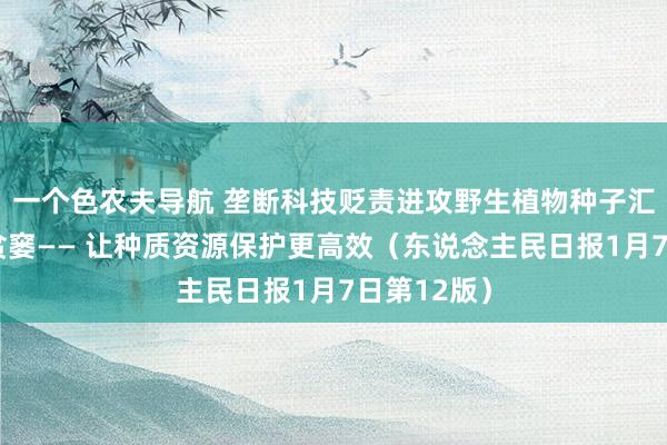 一个色农夫导航 垄断科技贬责进攻野生植物种子汇集、保存贫窭—— 让种质资源保护更高效（东说念主民日报1月7日第12版）